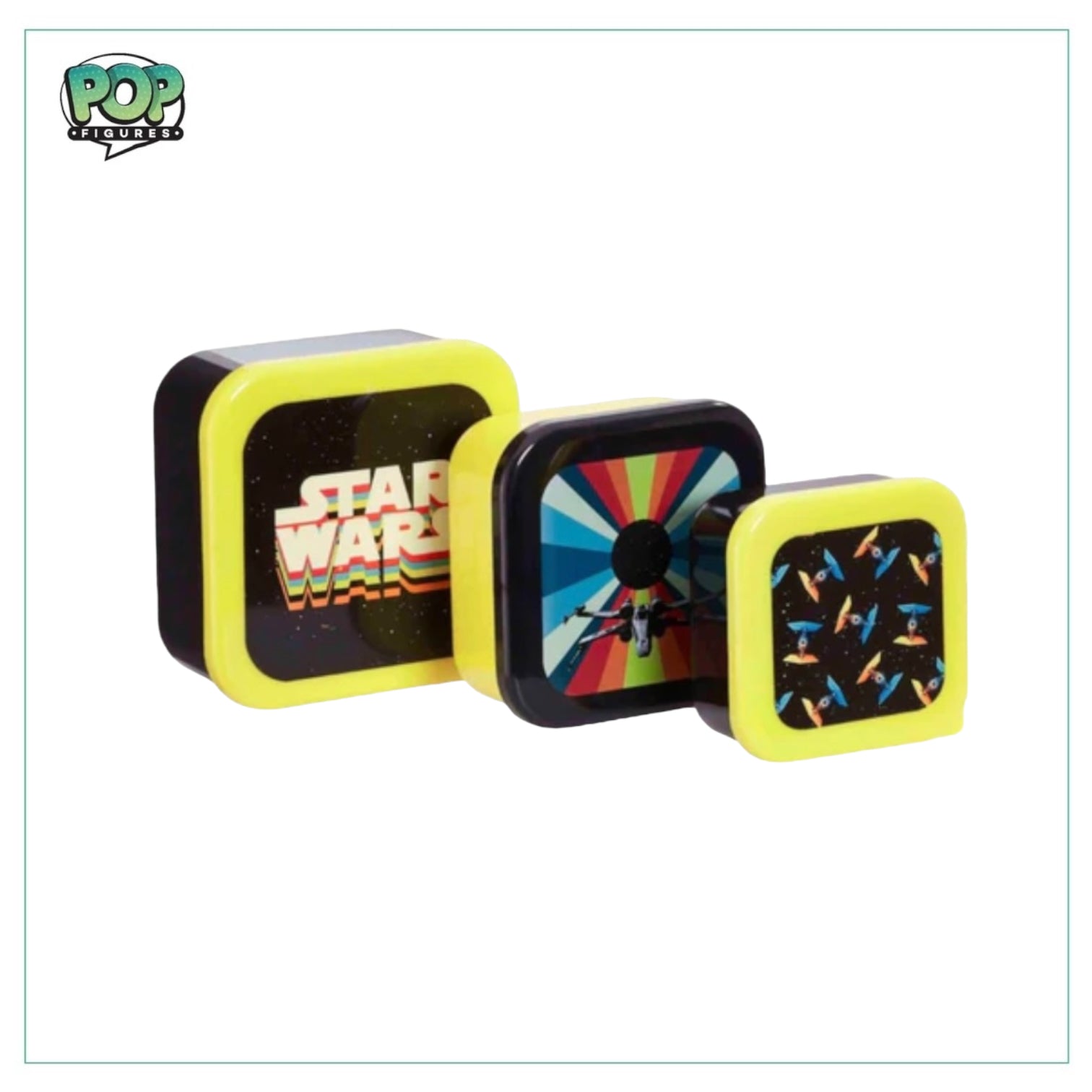 Three Star Wars Funko nesting storage boxes featuring iconic characters, perfect for organizing your collectibles and toys.
