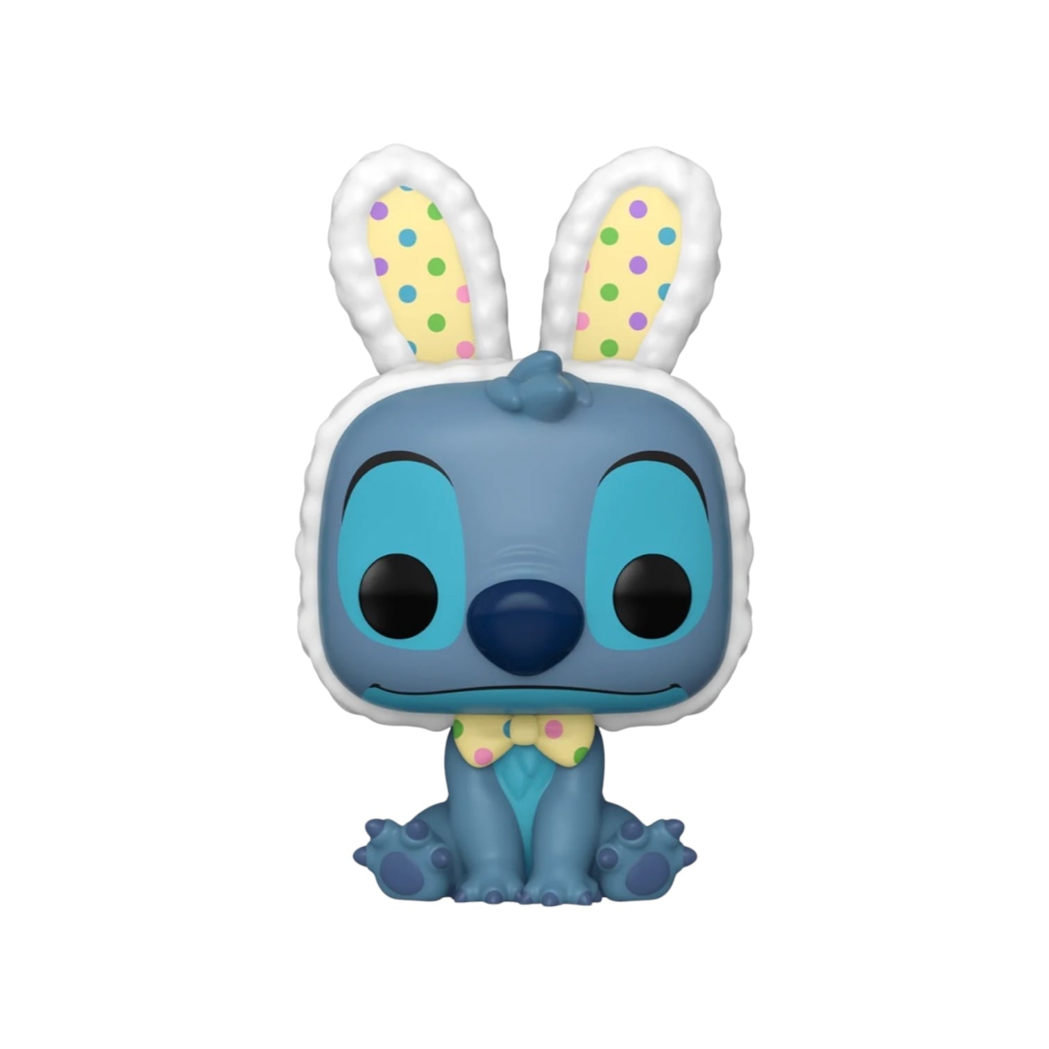 Adorable Stitch in the sitting position wearing bunny ears and bow tie