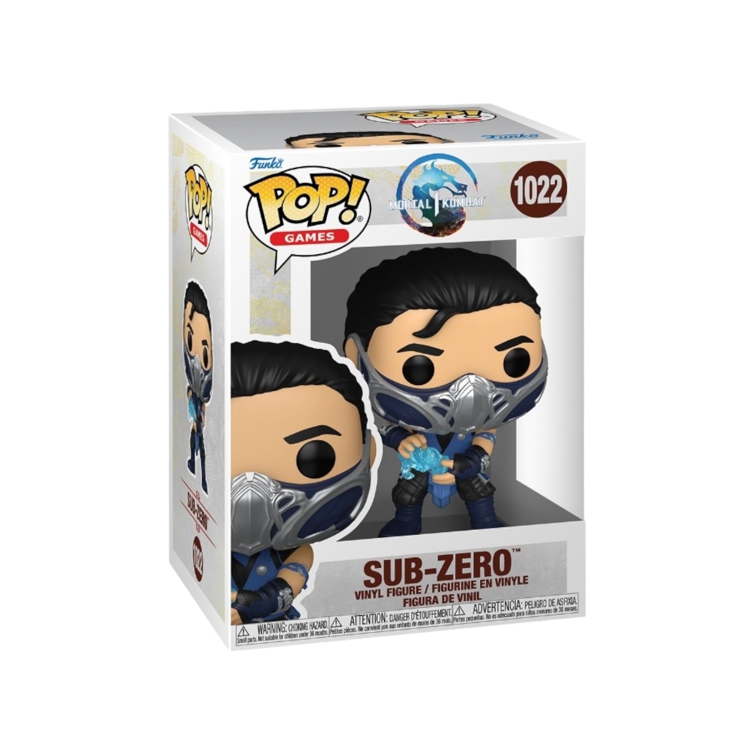 Sub-Zero #1022 Funko Pop! figure from Mortal Kombat, featuring the iconic character in his blue ninja outfit.