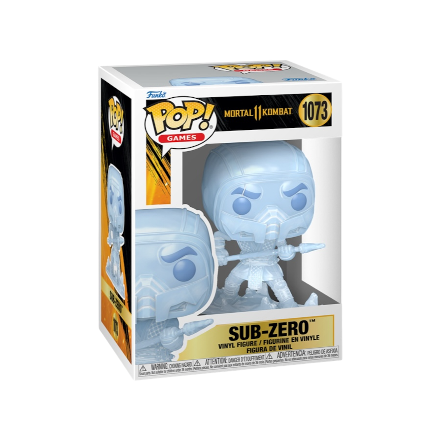 Sub-Zero #1073 Funko Pop! figure from Mortal Kombat 11, featuring the character in his iconic blue outfit and mask.