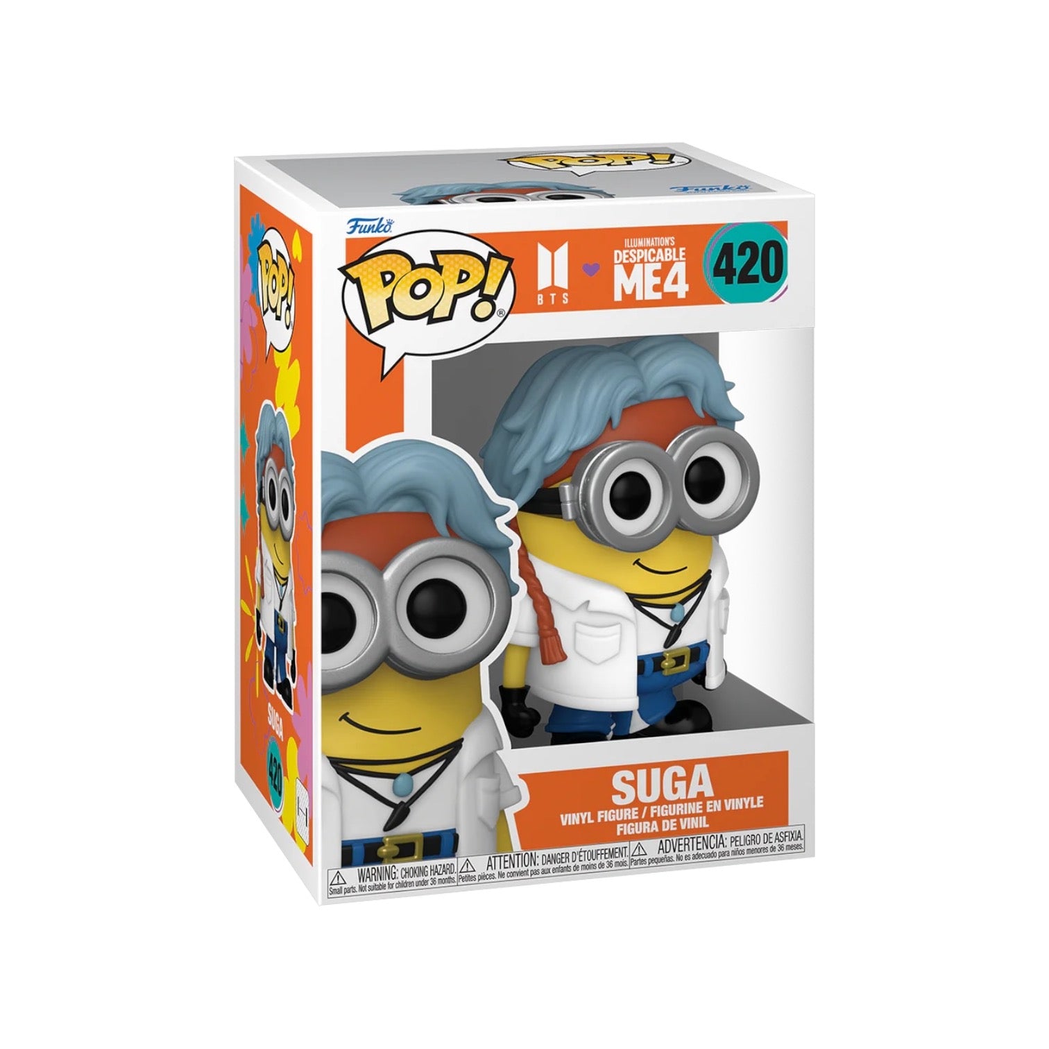 Suga Funko Pop! from BTS x Despicable Me 4, featuring a cute design, is set to release soon.