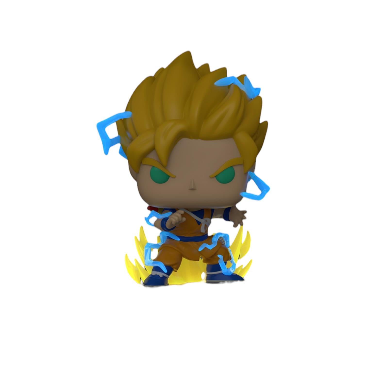 Funko Pop! vinyl figure with spiky hair and blue accessories on a white background