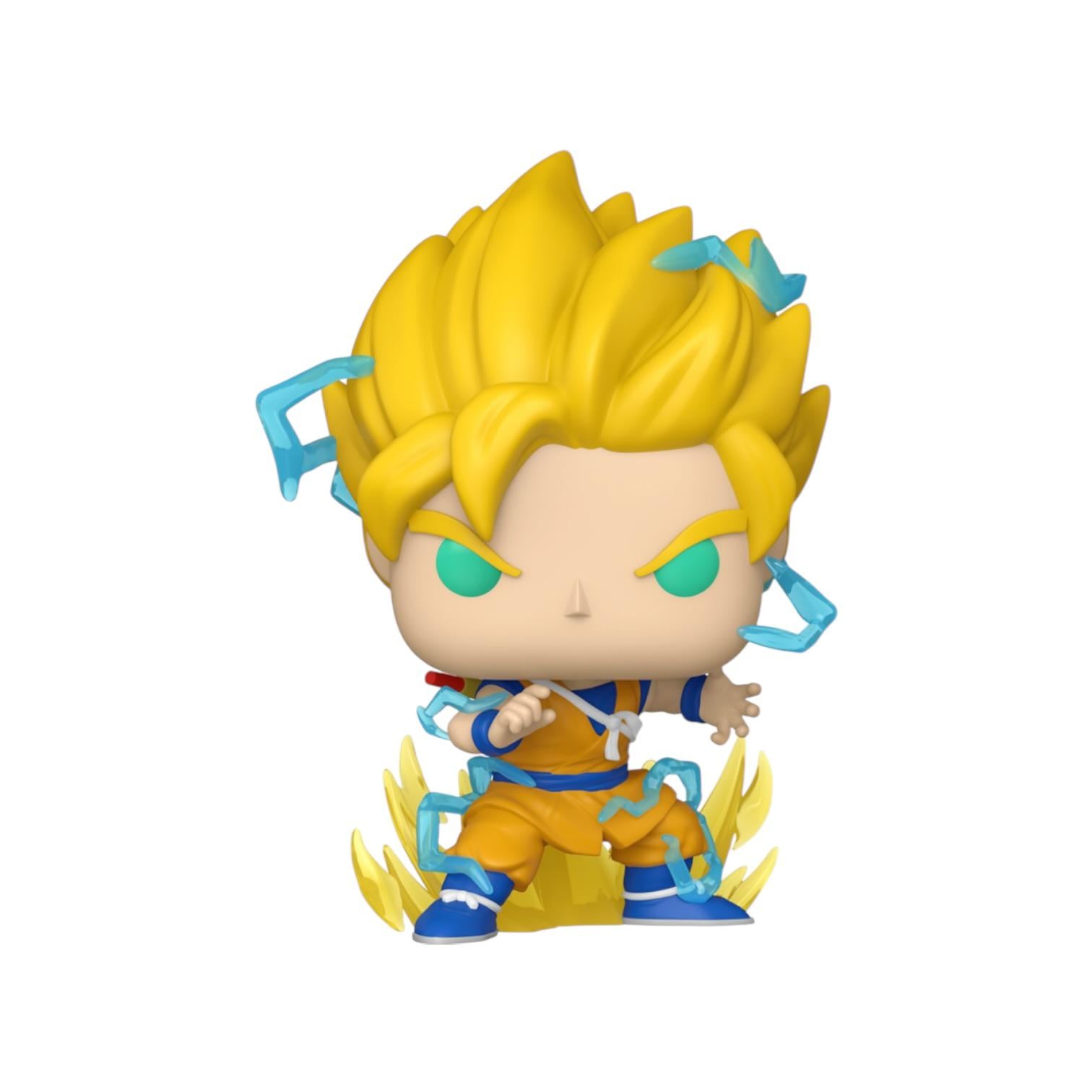 Funko Pop! vinyl figure of a character with spiky yellow hair and blue accents on a white background