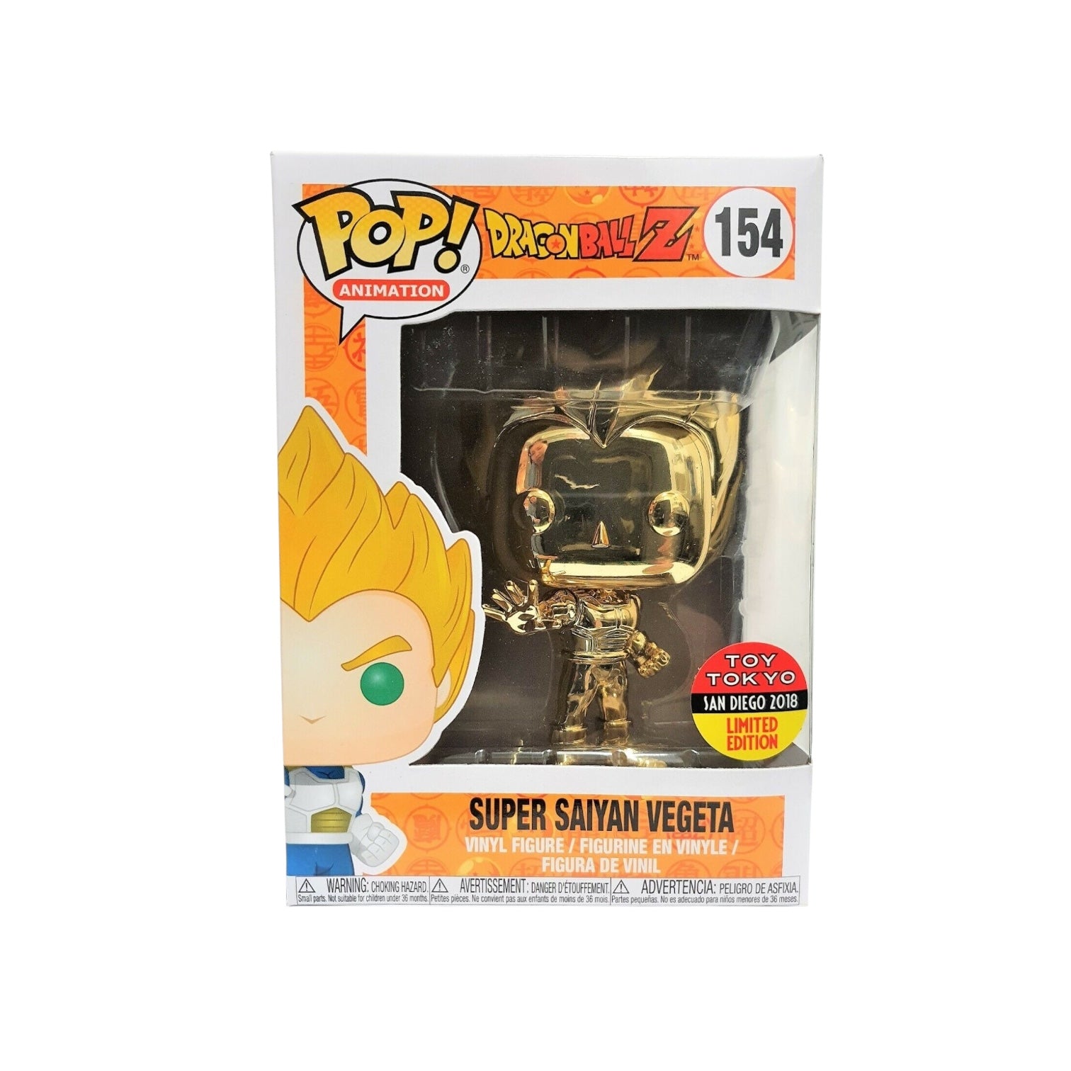 Super Saiyan Vegeta (Gold Chrome) #154 Funko Pop! - Dragonball Z - Toy Tokyo SDCC 2018