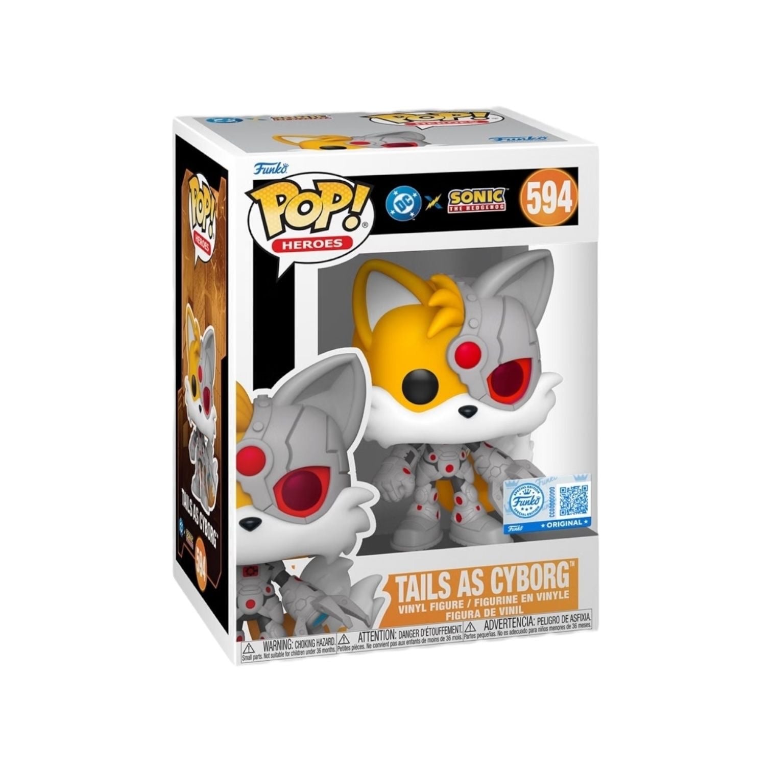 Funko Pop! vinyl figure of Tails as Cyborg in packaging on a white background
