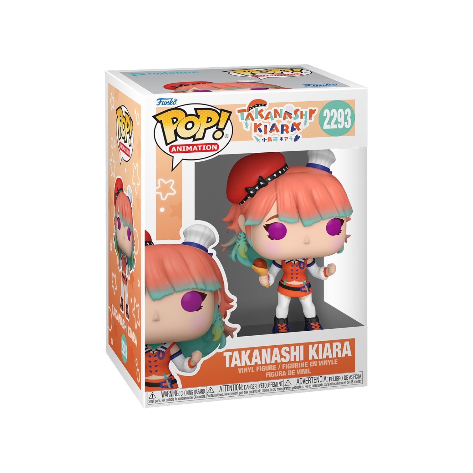 Funko Pop! Animation Takanashi Kiara figure packaging on a white background