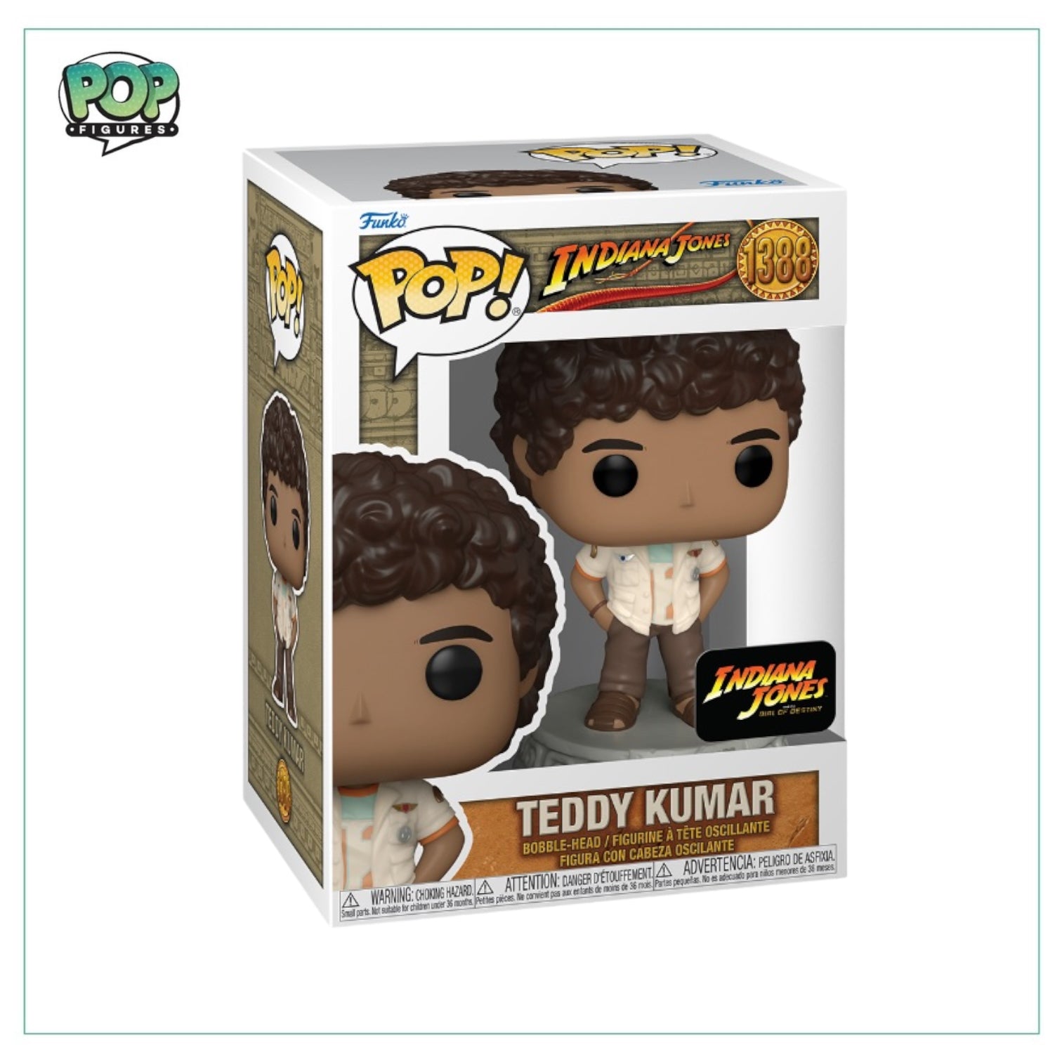 Teddy Kumar Funko Pop! #1388 from Indiana Jones and the Dial of Destiny, featuring a cute collectible design.