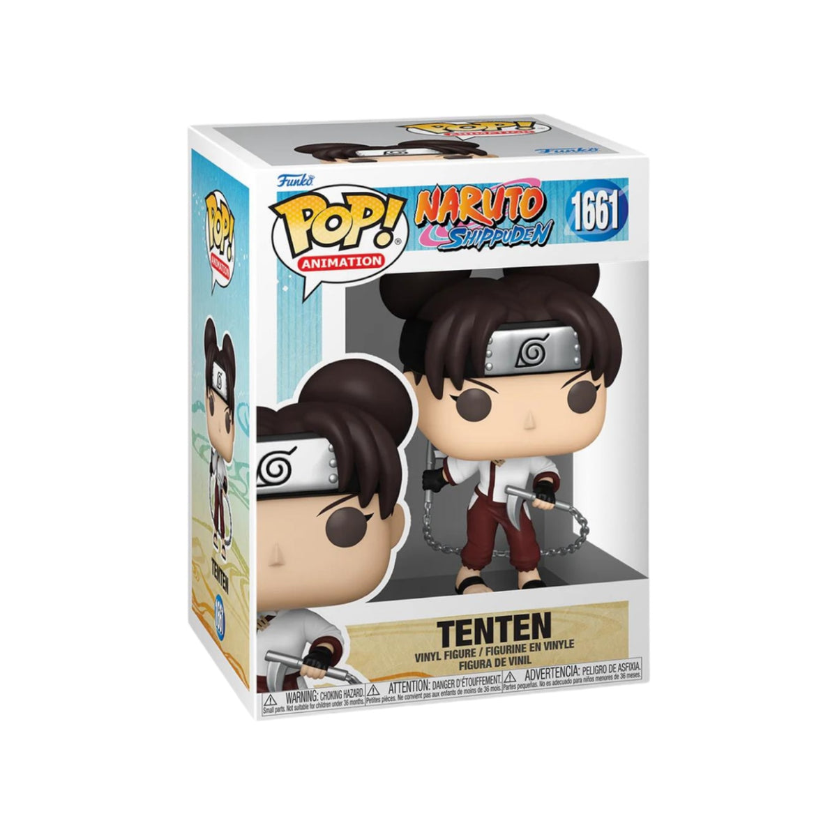 Funko Pop! Tenten #1661 from Naruto Shippuden, showcasing her character design with detailed features and accessories.