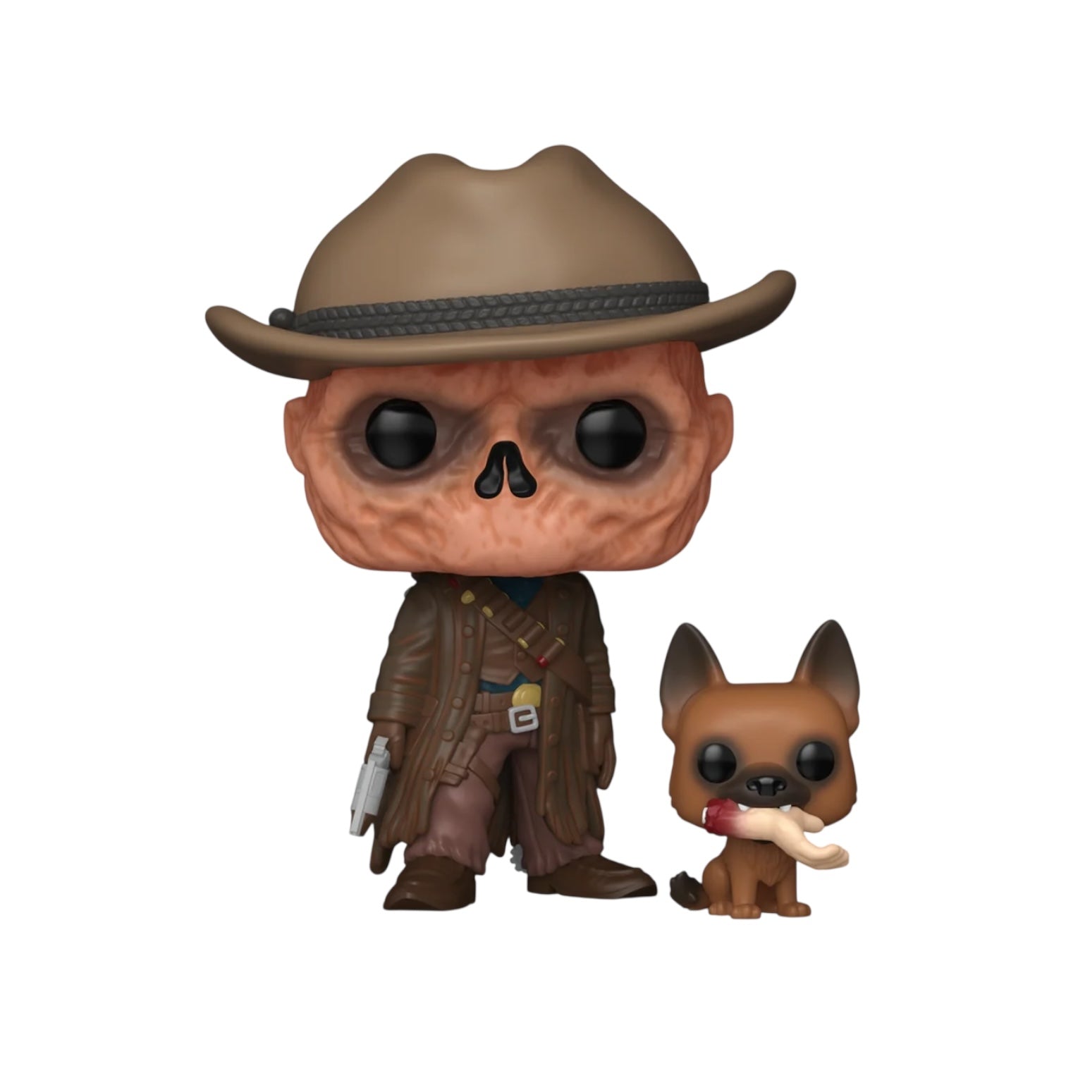 Funko Pop! vinyl figure of a character in a cowboy outfit with a dog on a white background