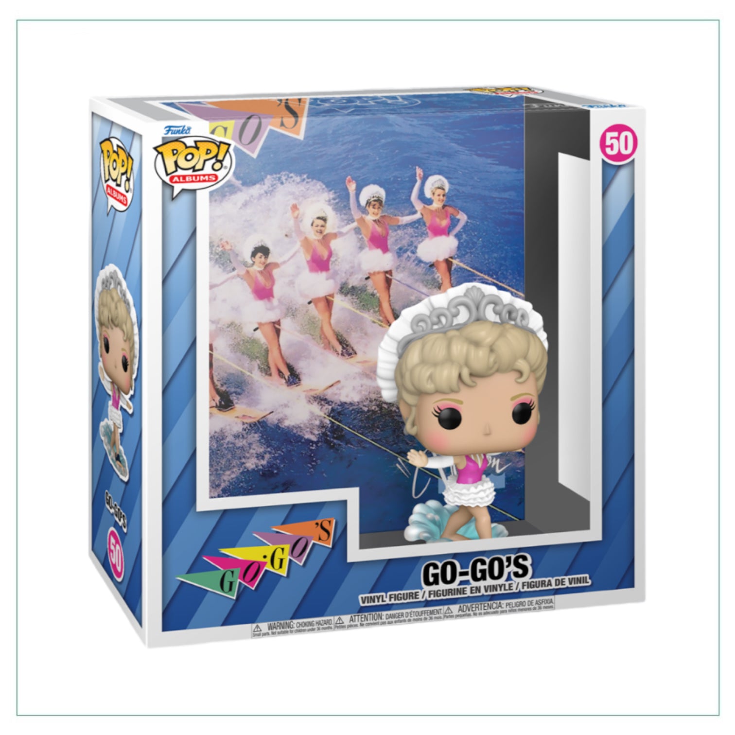 Funko Pop! of The Go-Go's "Vacation" album cover, featuring vibrant colors and iconic band imagery in a collectible design.