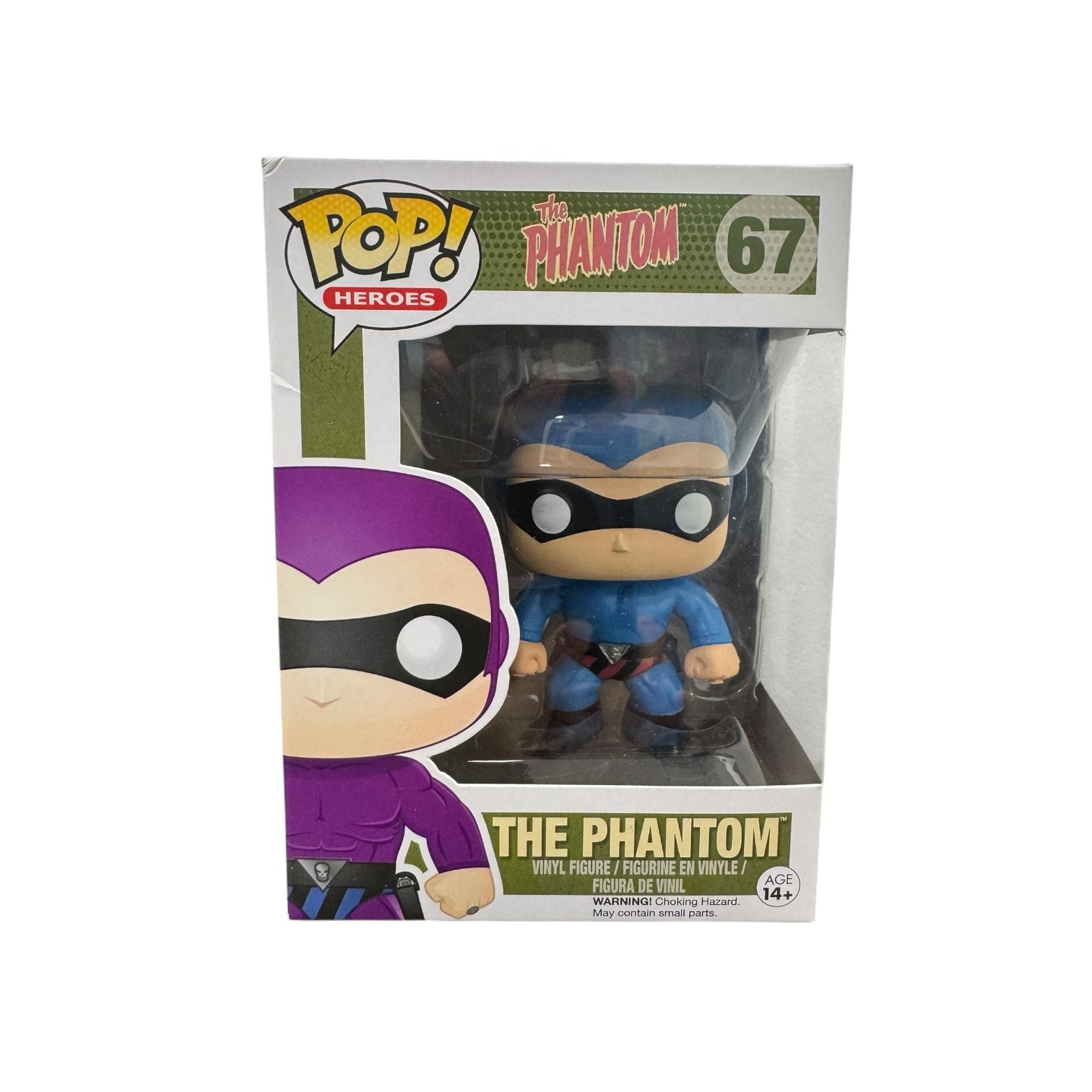 The Phantom (Blue) Funko Pop! Creases and corner damage to the box.