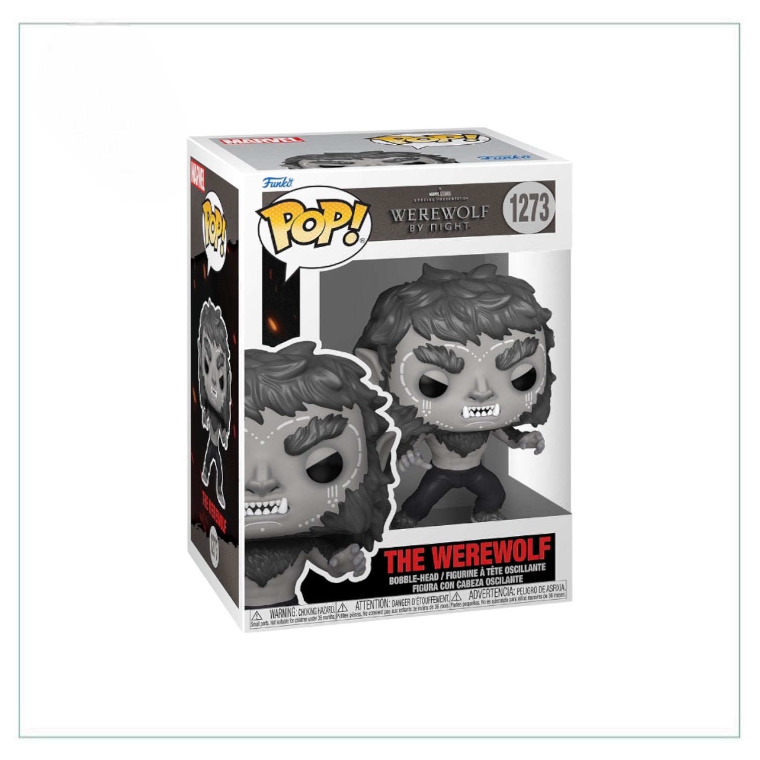 Werewolf by Night Funko Pop! #1273, featuring a detailed werewolf figure with a fierce expression and dynamic pose.