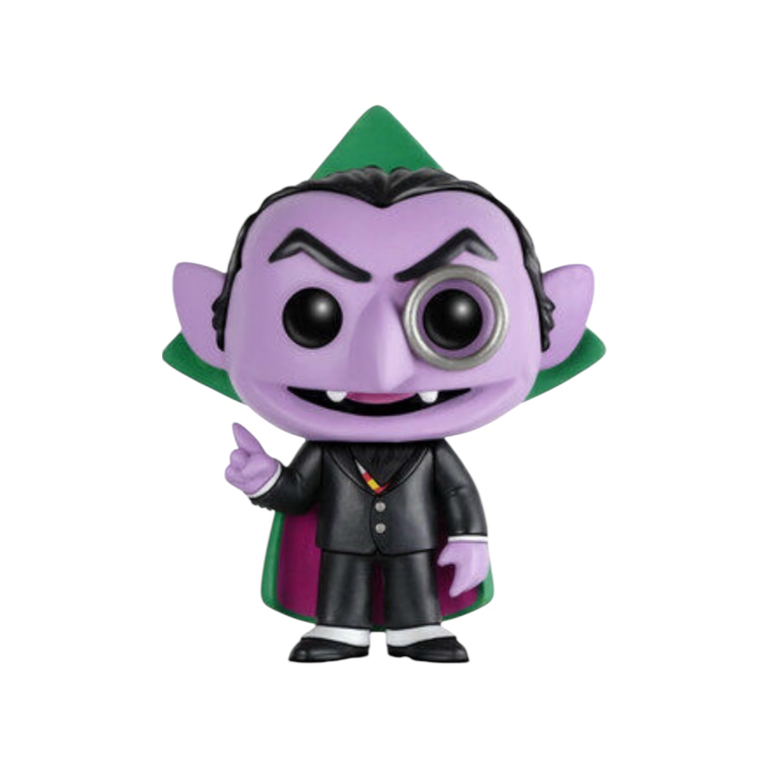 The Count from Sesame Street with green cape and black coat.