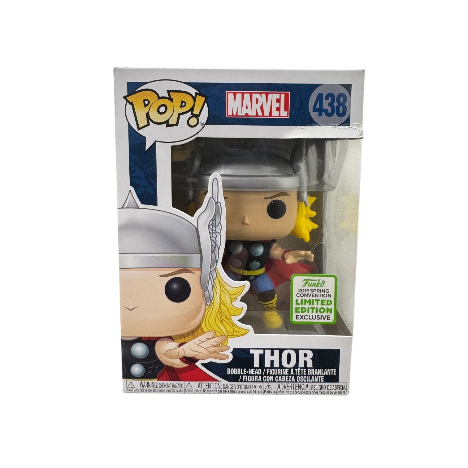 Thor #438 Funko Pop! from Marvel, 2019 ECCC Shared Exclusive, in 7/10 condition, featuring Thor in his classic pose.