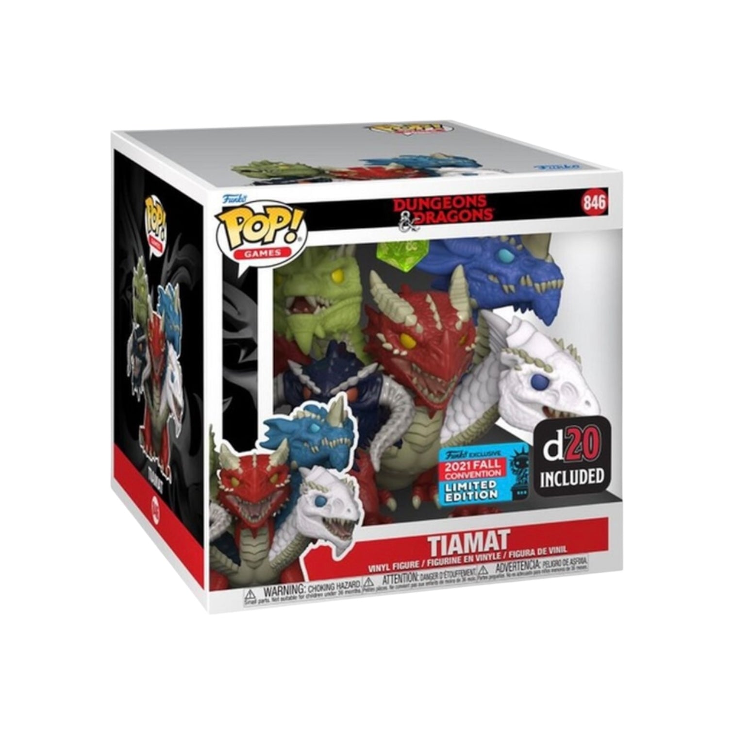 Funko Pop! Tiamat figure packaging with Dungeons & Dragons branding on a white background