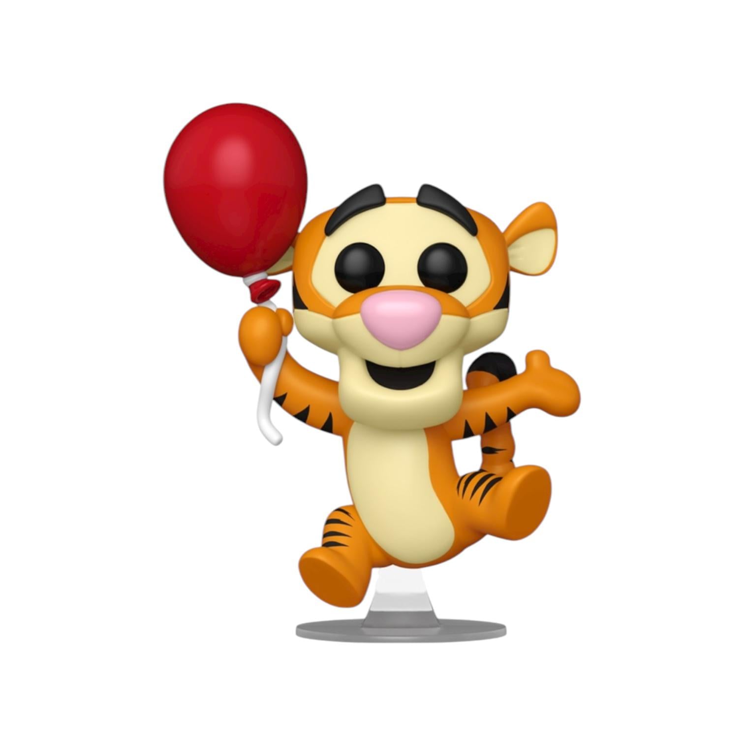 Animated character figurine holding a red balloon on a white background