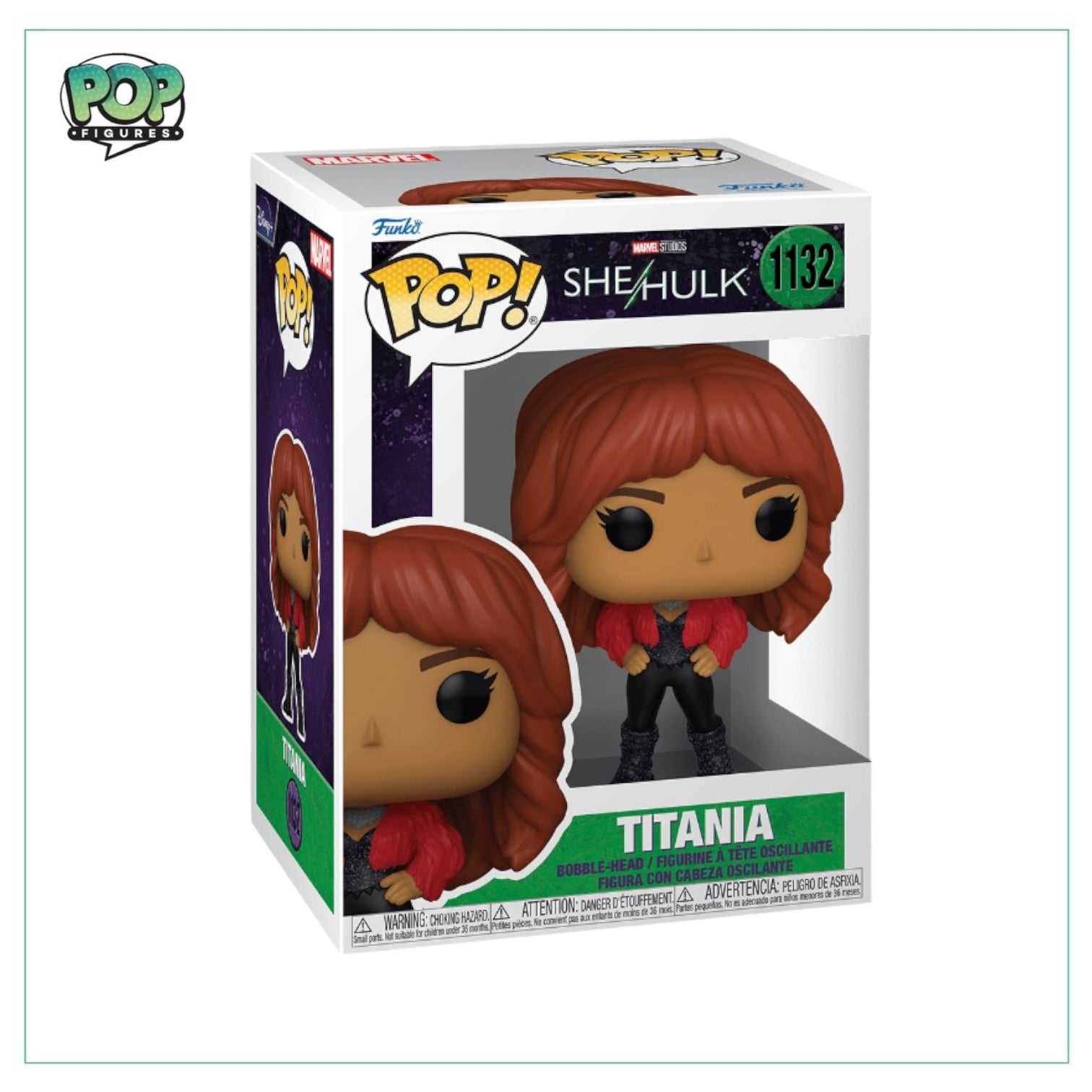 Titania #1132 Funko Pop! from She Hulk, showcasing her colorful outfit and dynamic stance.