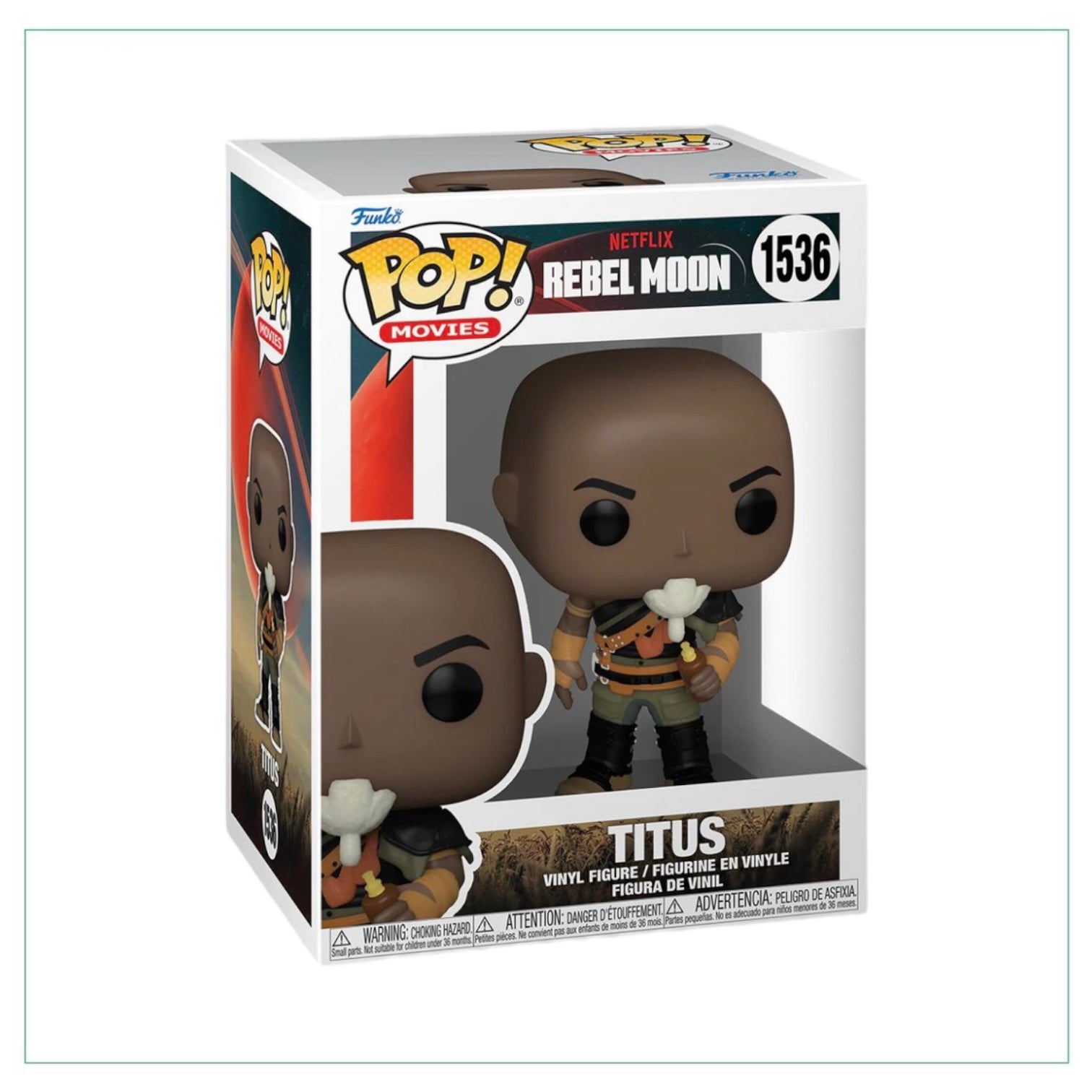 Titus #1536 Funko Pop! from Rebel Moon, featuring a unique character design and vivid colors in a collectible format.