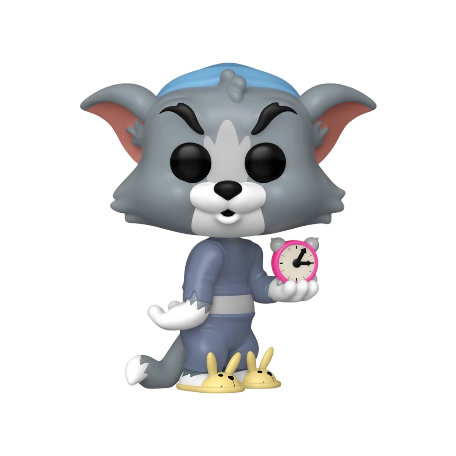 This collectible figure features Tom ready for a nap, holding an alarm clock and wearing cozy slippers, perfectly embodying his playful yet sleepy character.