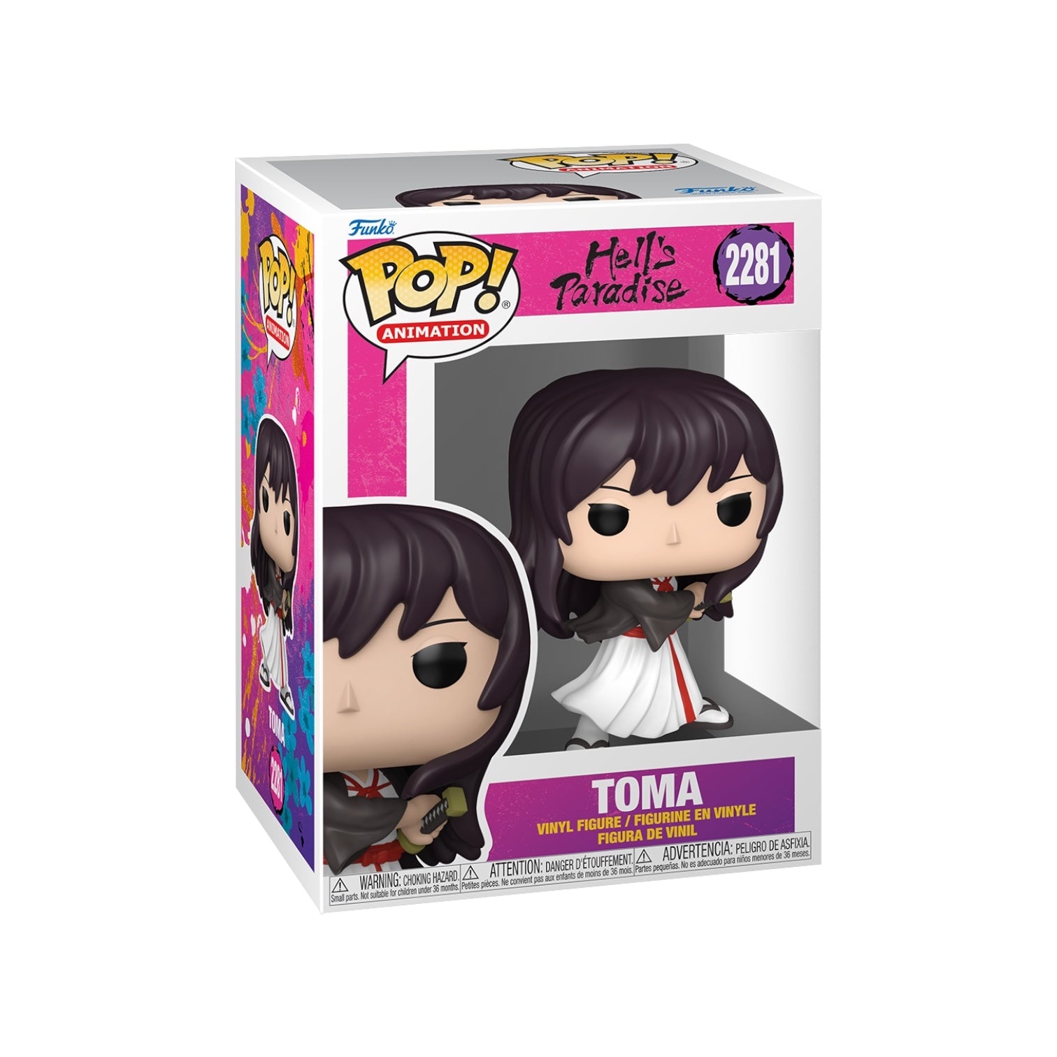 Toma 2281 Funko Pop brown haired girl in white Trousers in packaging on a white background