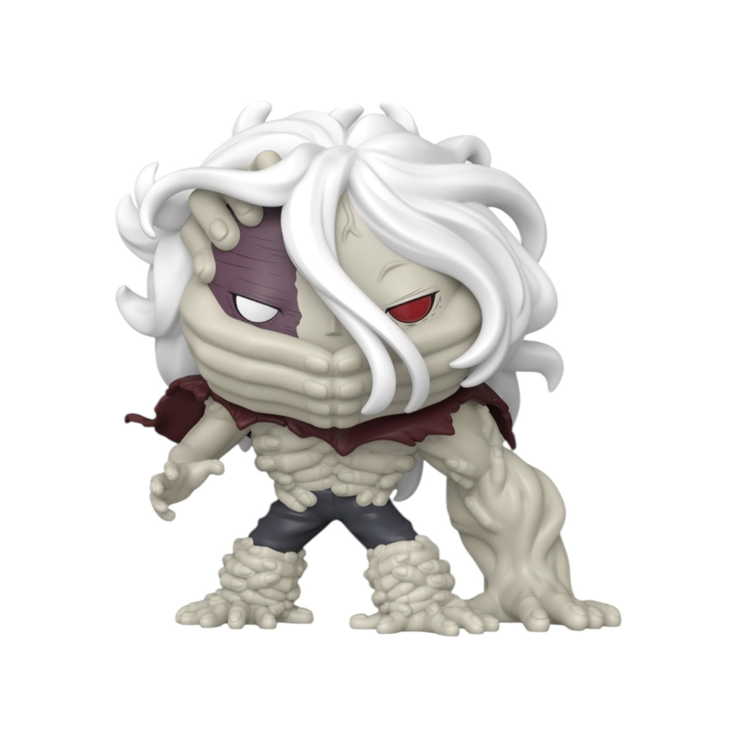 Figurine with white hair and red eyes on a white background