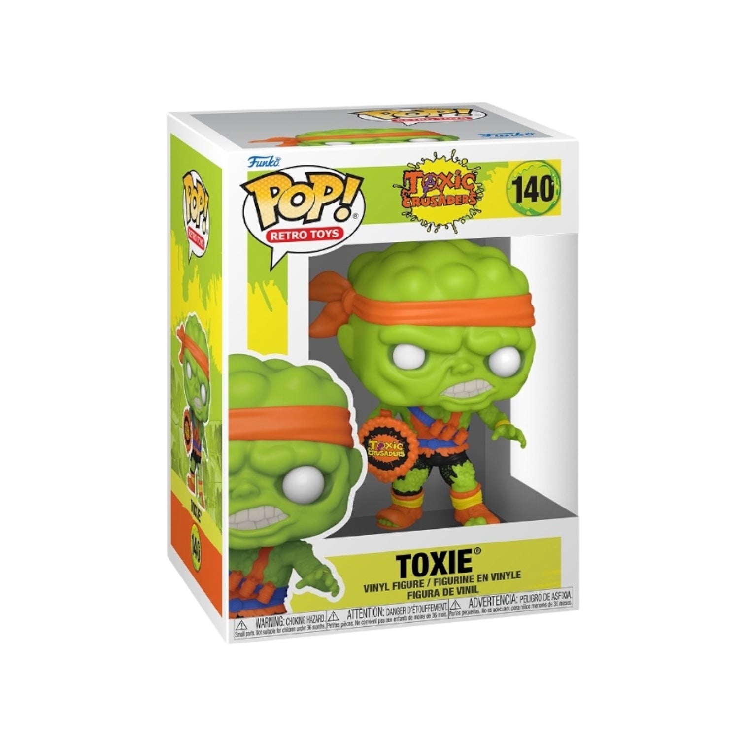 Toxie #140 Funko Pop! from Toxic Crusaders, featuring a colorful character with a quirky, toxic look.