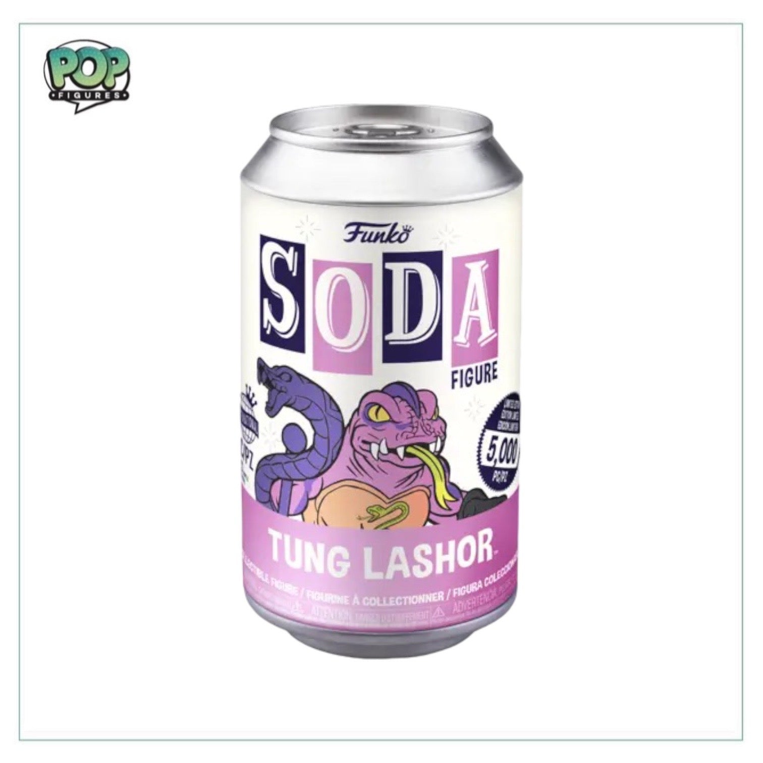Tung Lashor Funko Soda Vinyl Figure from Masters of the Universe, limited edition of 5000, with a chance to get a rare chase variant.