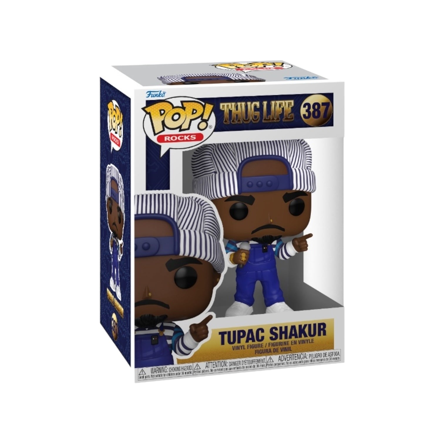 Funko Pop figure of Tupac Shakur #387, showcasing his iconic Thug Life style with detailed features and vibrant colors.