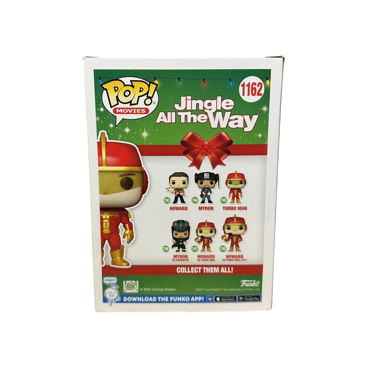 Funko Pop! Movies 'Jingle All The Way' packaging with character illustrations on a white background
