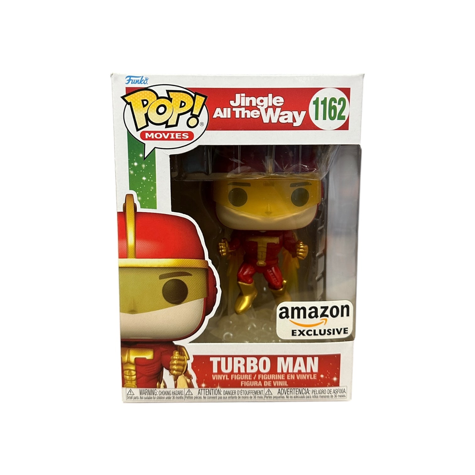 Funko Pop! Turbo Man figure packaging with Amazon Exclusive label on a white background