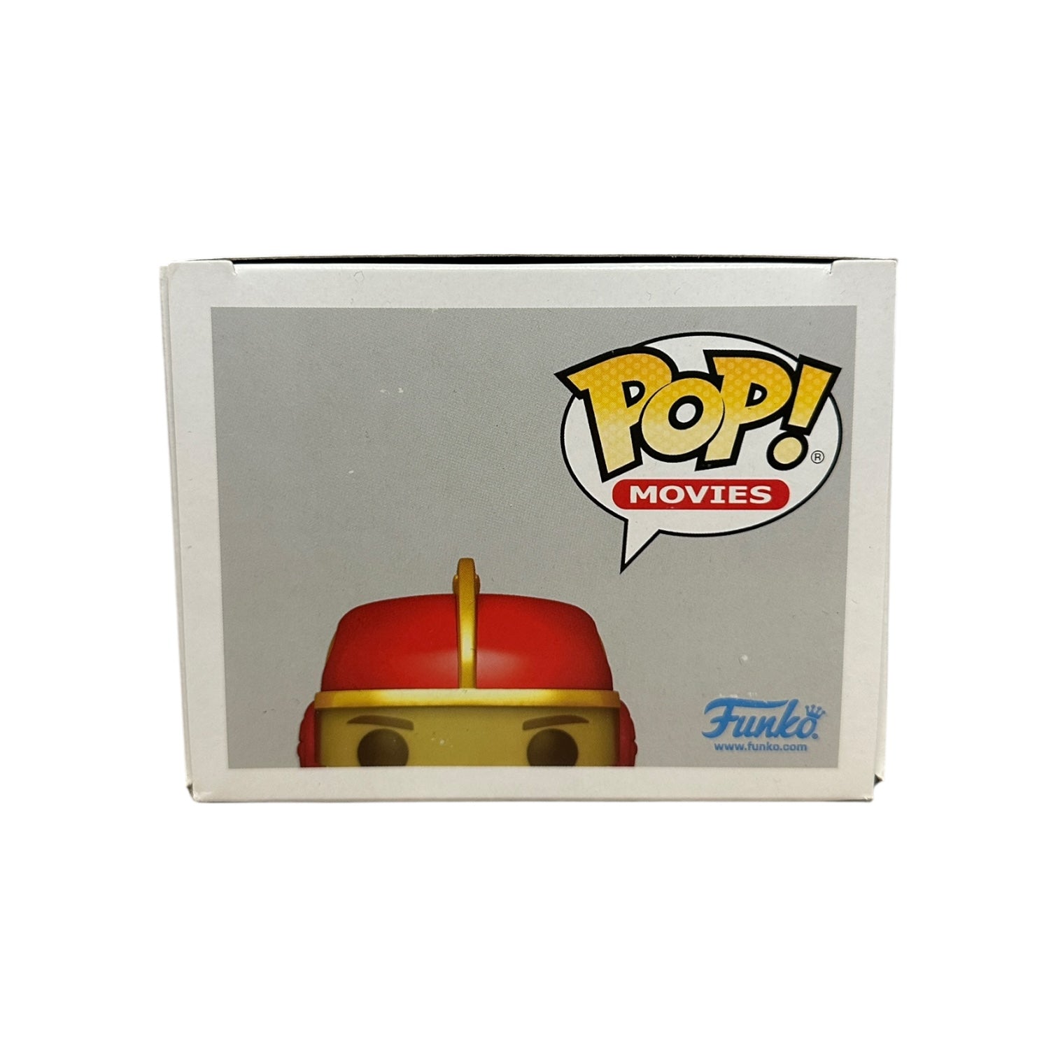 Funko Pop! Movies box with a red and gold character on a white background
