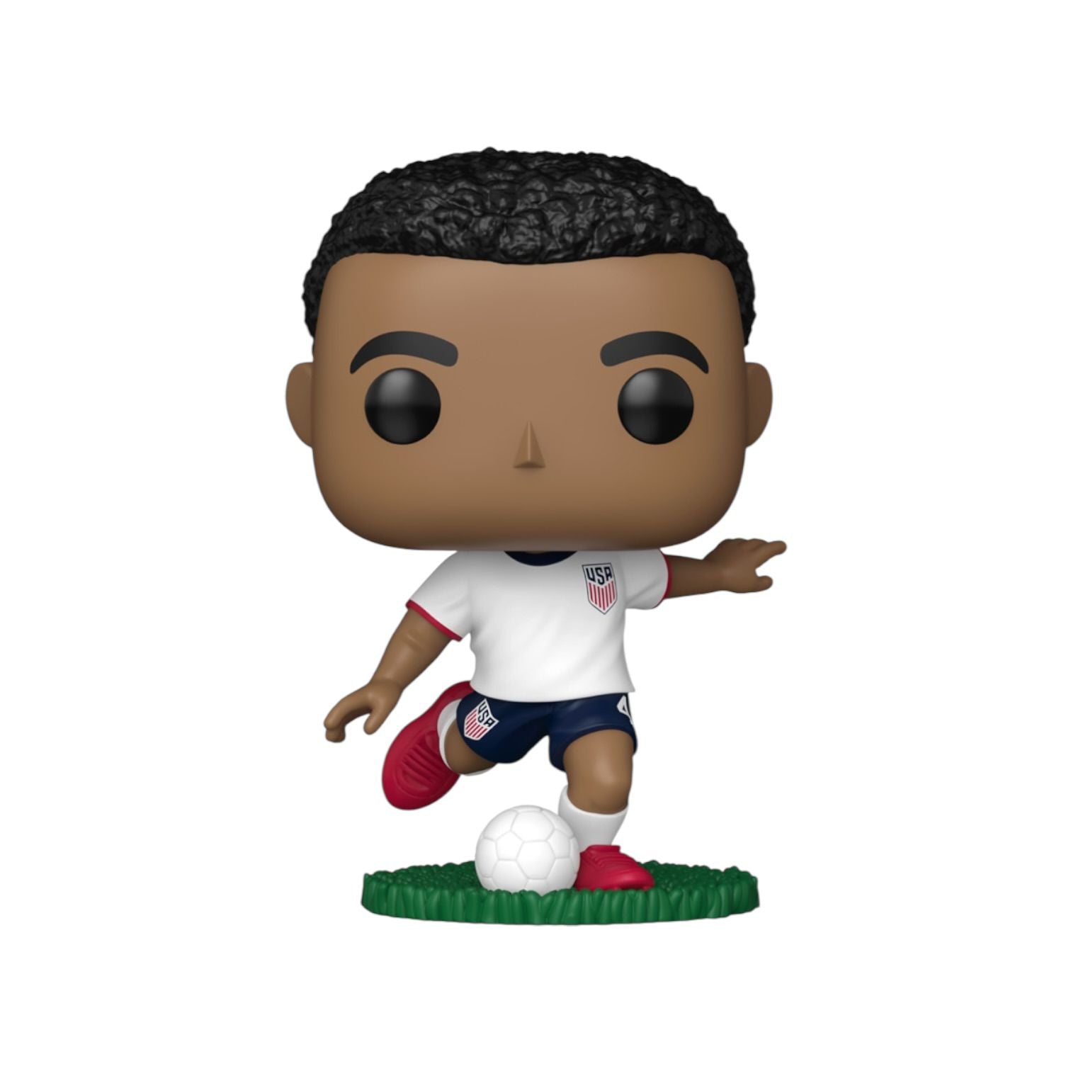 Soccer player figurine with a white uniform on a white background