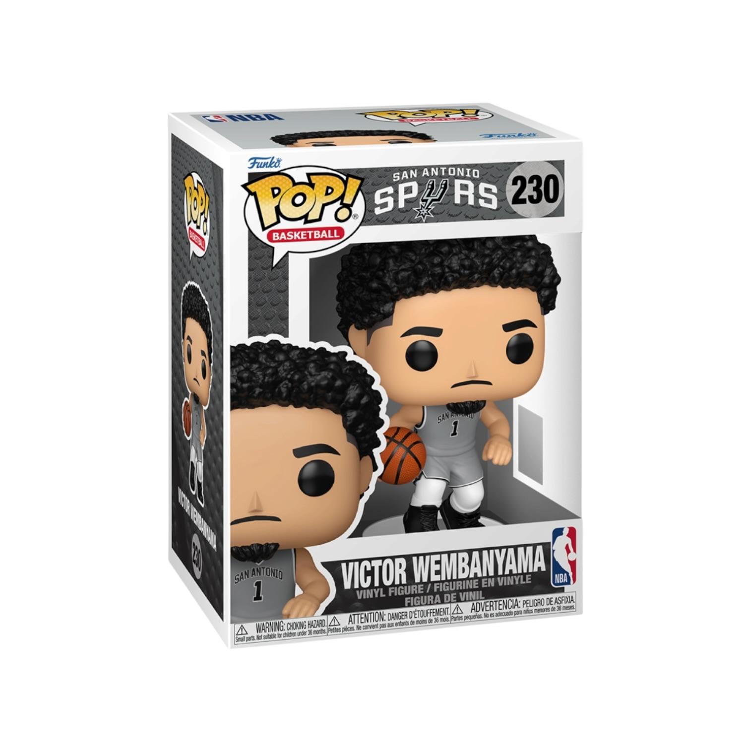 Funko Pop! vinyl figure packaging featuring Victor Wembanyama with San Antonio Spurs branding.