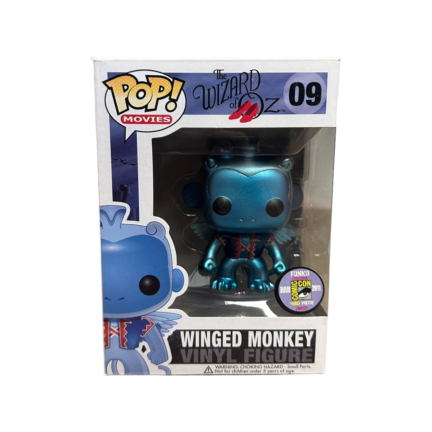 Funko Pop of Metallic Winged Monkey from The Wizard of Oz, SDCC 2011 Exclusive, LE480, rated 7/10 for condition.