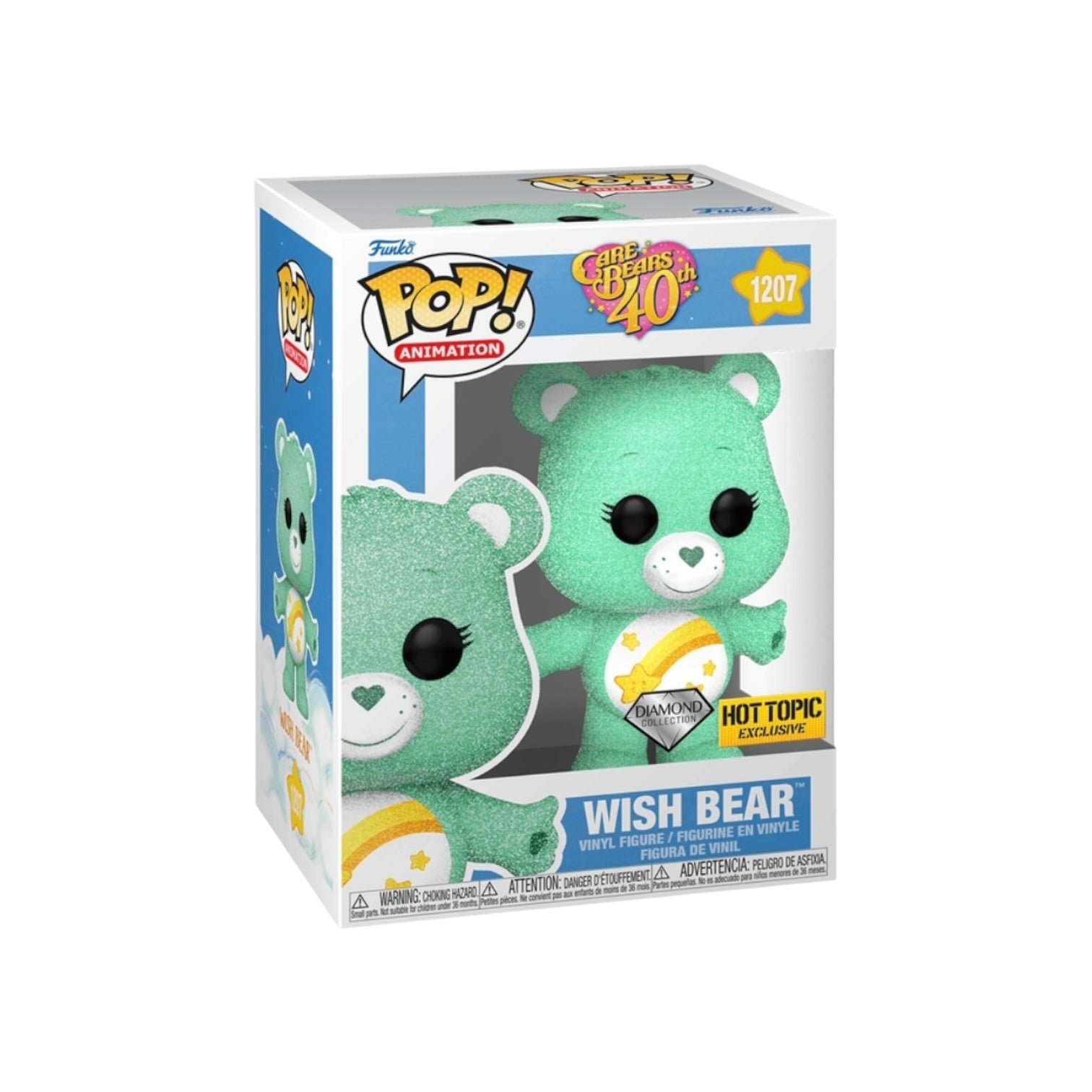Wish Bear #1207 (Diamond Collection) Funko Pop! - Care Bears 40th Anniversary - Hot Topic Exclusive Box