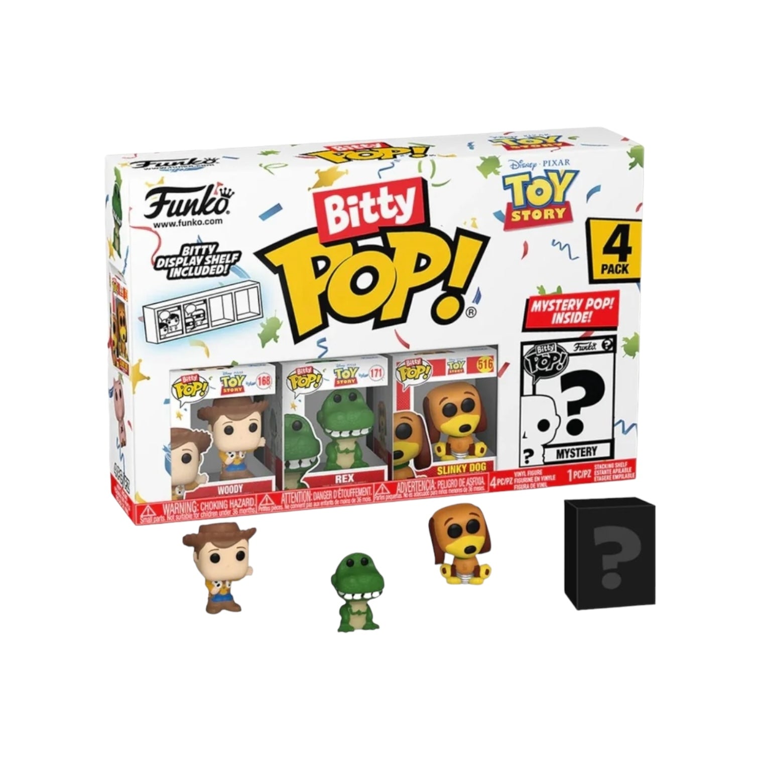Toy Story Woody 4-pack Bitty POP! figures, with a possibility of receiving a special chase figure in the set.