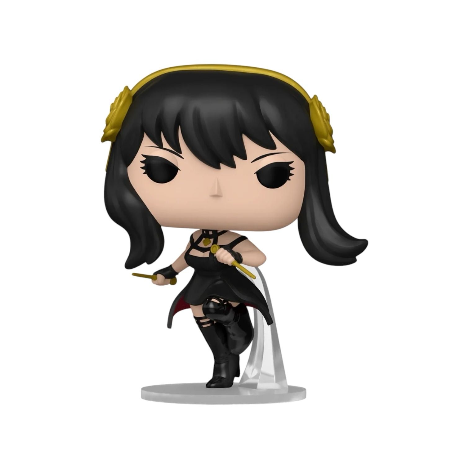 Welcome this assassin to your SPY x FAMILY lineup by making her the next addition wearing all black with a gold headband displaying roses either side