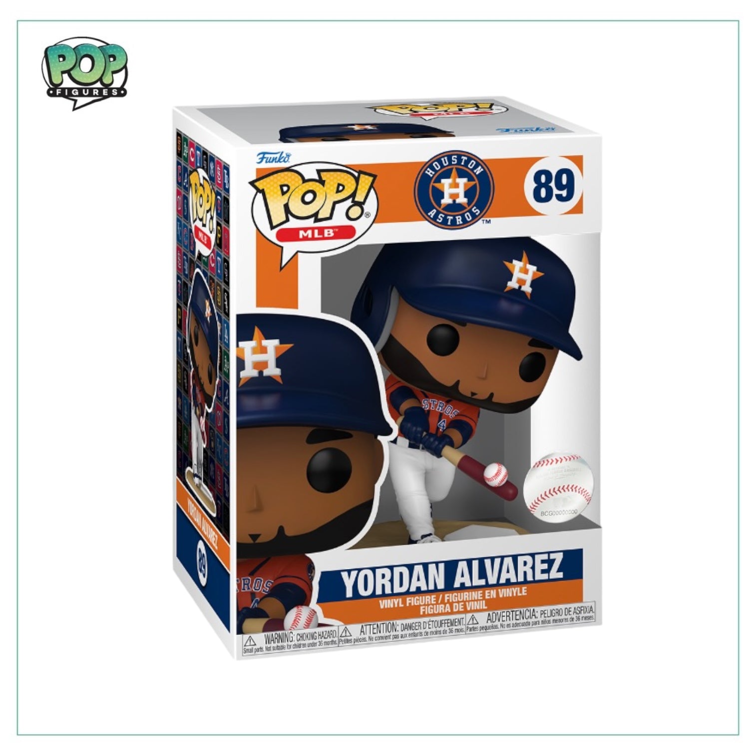 Yordan Alvarez #89 Funko Pop! figure representing the Houston Astros, showcasing the MLB star in vibrant detail.