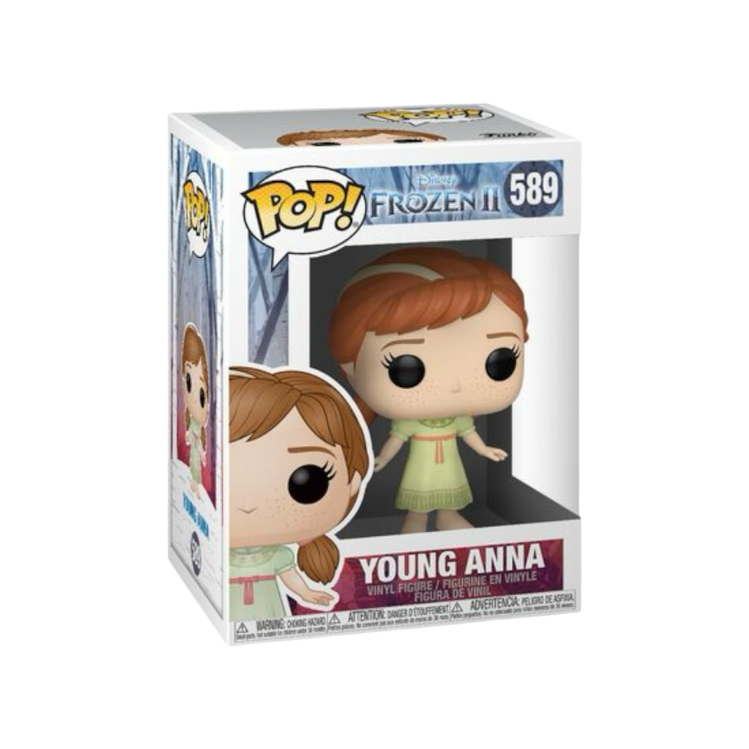 Young Anna 589 Funko Pop wearing a green dress with orange belt