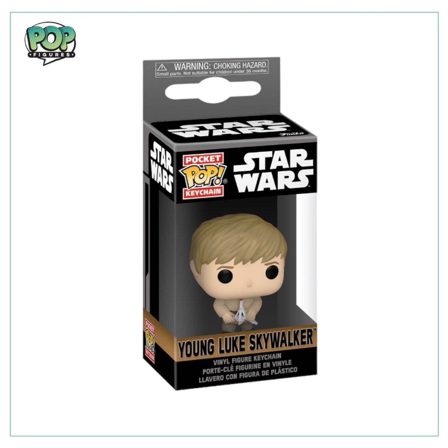 Young Luke Skywalker Funko Pocket Pop! Keychain, featuring the iconic character from Star Wars in a collectible design.