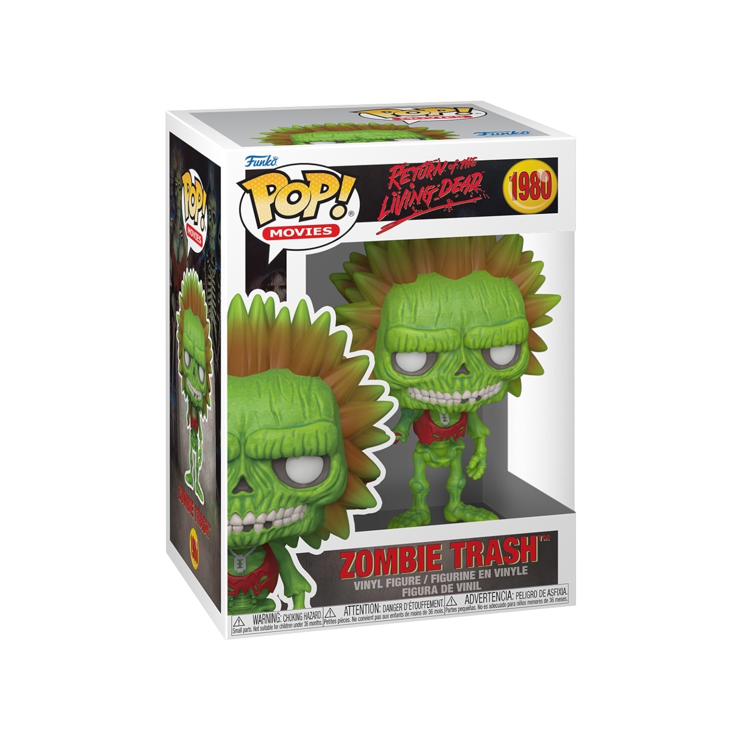 Zombie trash 180 Funko Pop green spike zombie in packaging on a white background