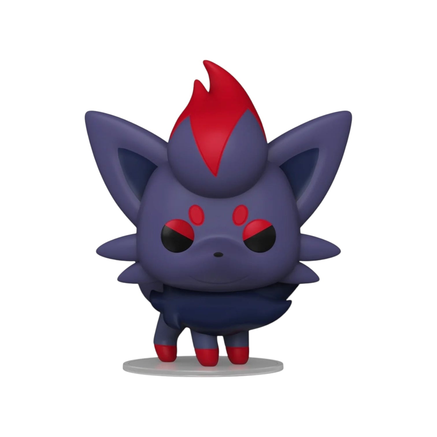 This Dark purple Pokemon with red quiff, Red eyebrow and eyelids, and red feet