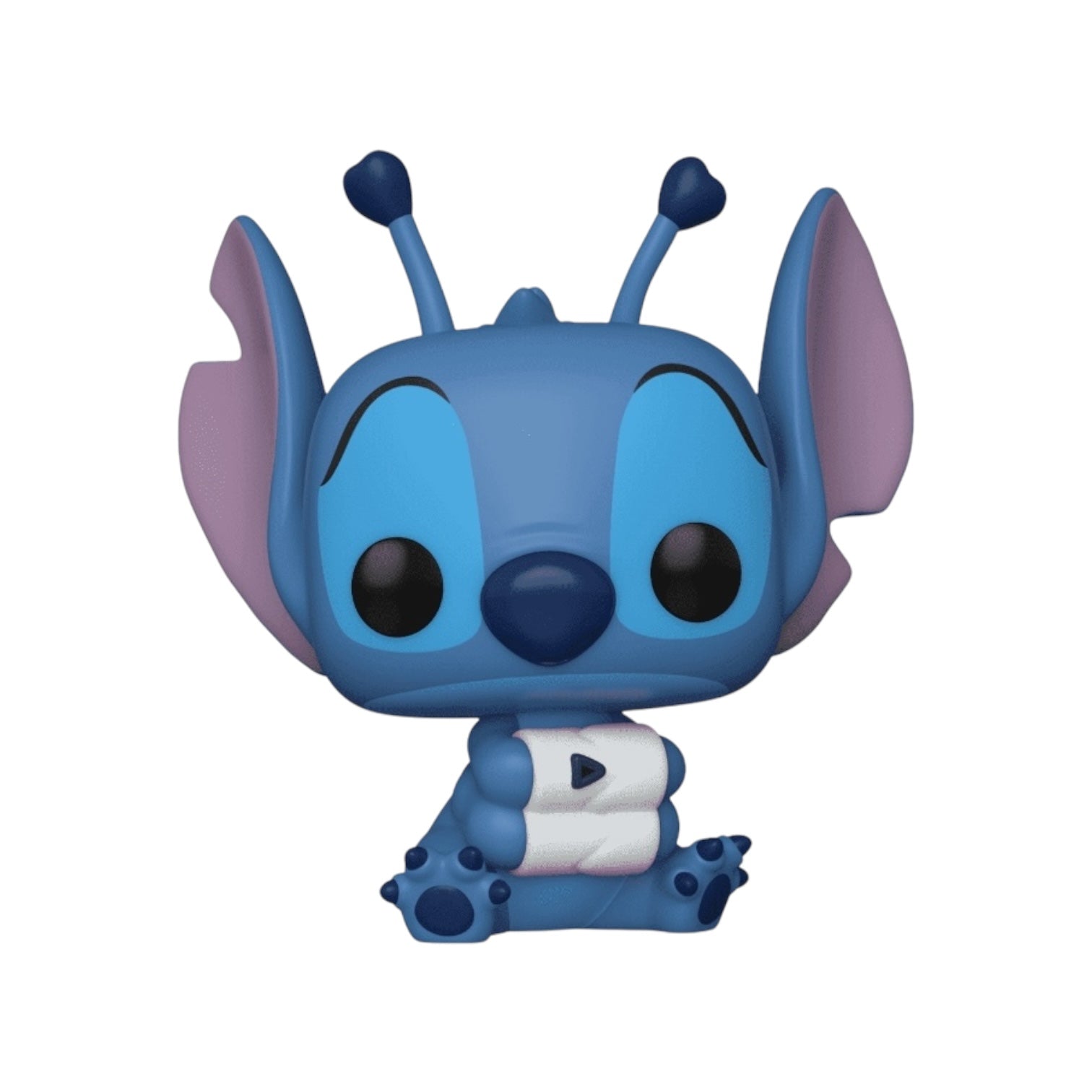 Stitch displaying his loveable blue self in electronic hand cuffs