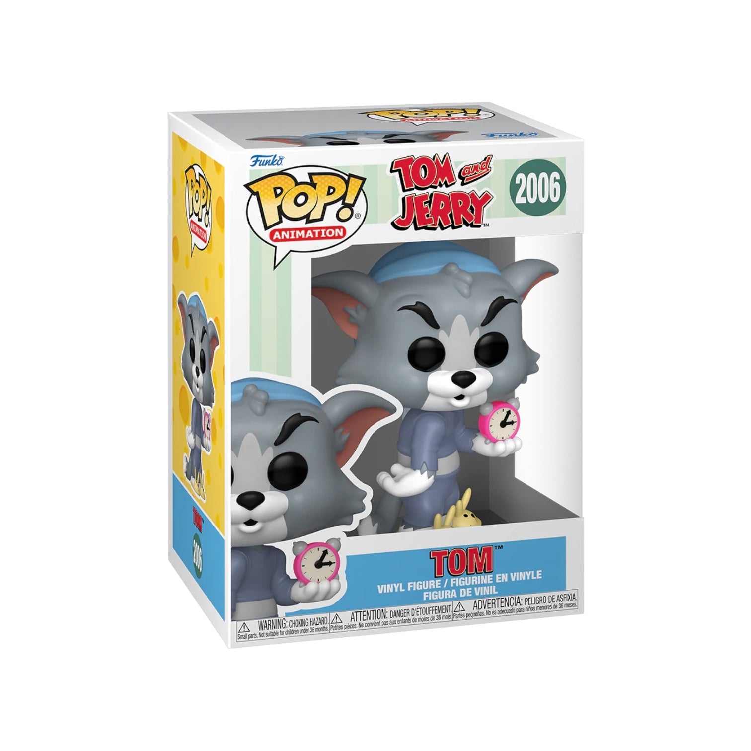 This collectible figure features Tom ready for a nap, holding an alarm clock and wearing cozy slippers, perfectly embodying his playful yet sleepy character.