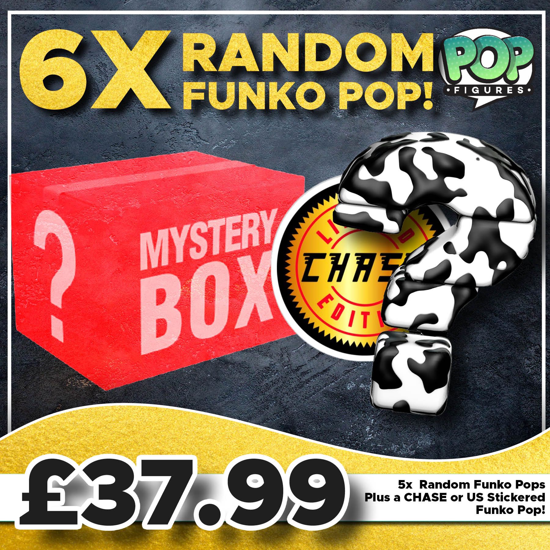 Funko 6 Pop Mystery Box 1 x Chase or USA Stickered Pop Guaranteed
