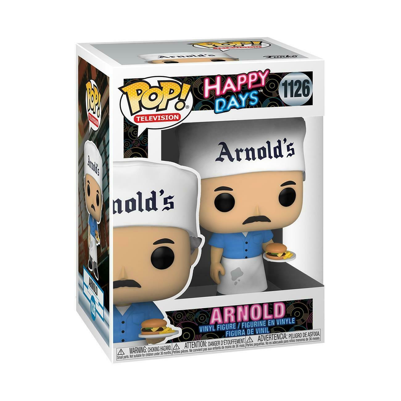 Arnold Funko Pop! from Happy Days, featuring a cheerful expression and his iconic outfit, perfect for collectors and fans.