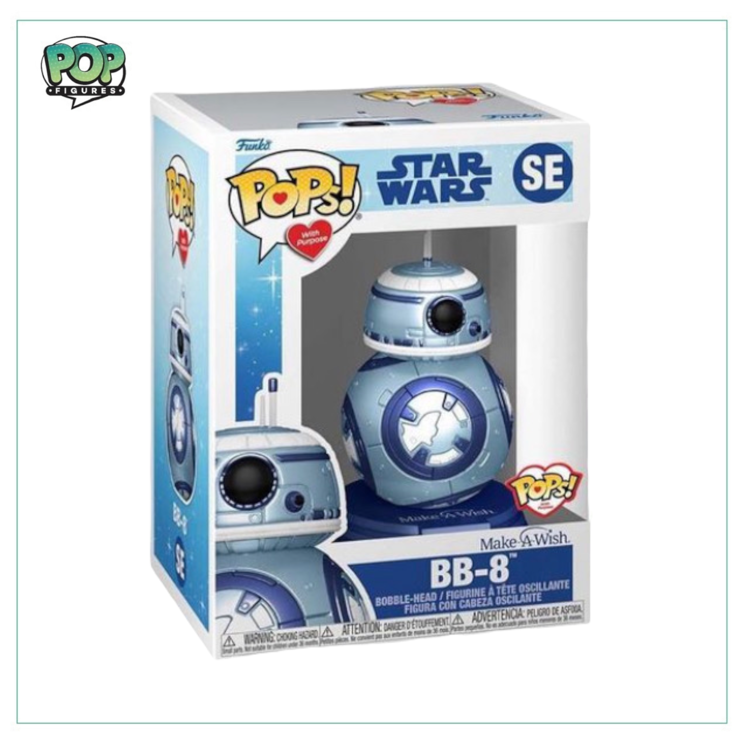 BB-8 Funko Pop! collectible for Make-a-Wish, showcasing a cheerful design and bright colors, perfect for fans.