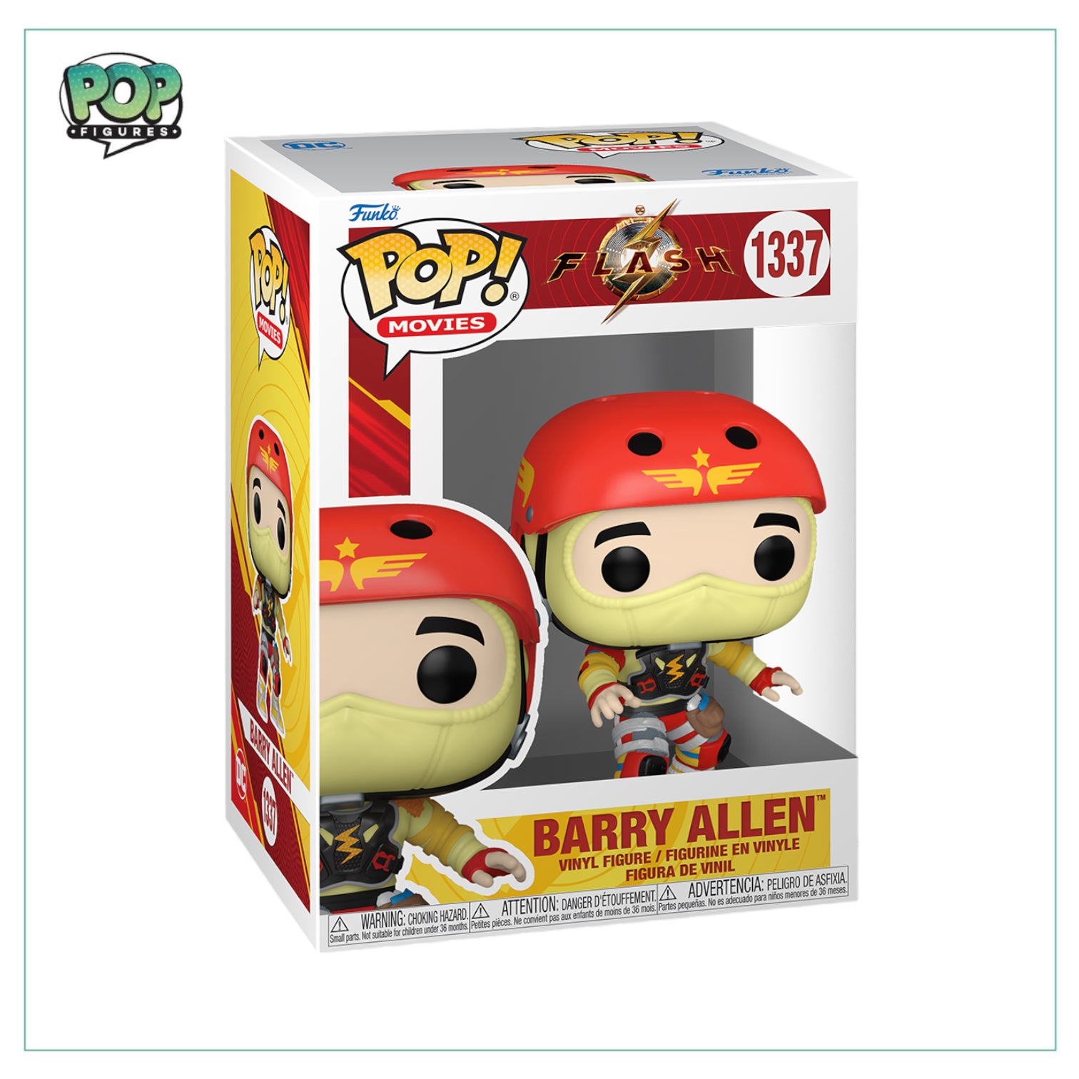 Barry Allen #1337 Funko Pop! figure, featuring The Flash in his classic red costume with a bright yellow lightning bolt.