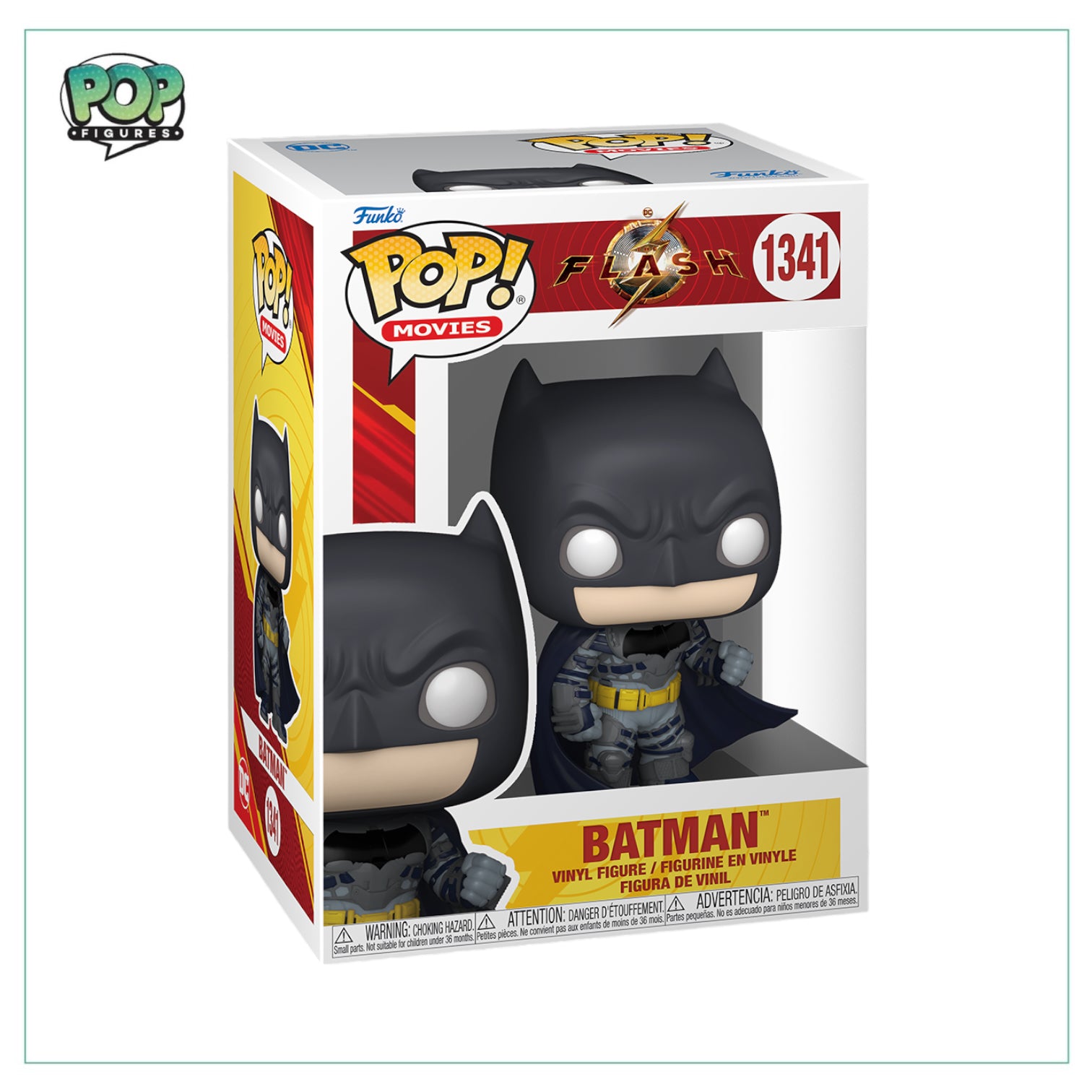 Funko Pop! figure of Batman #1341 featuring The Flash in a dynamic pose, showcasing vibrant colors and detailed design.