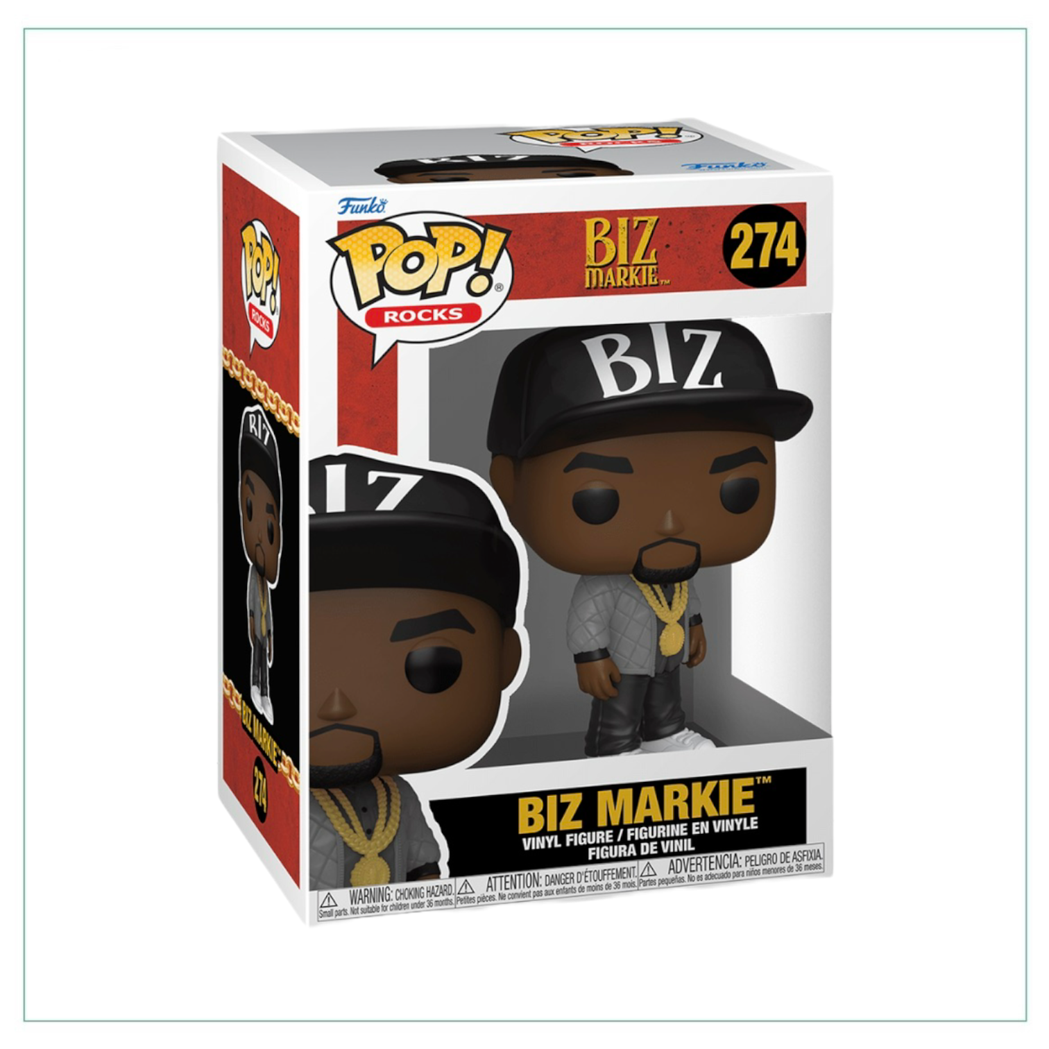 Funko Pop! figure of Biz Markie, a famous rapper, with his signature hat and playful expression, perfect for collectors.